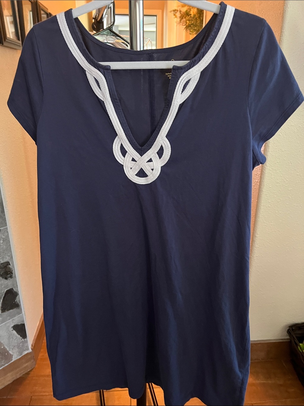 Women's Navy Short-Sleeve dress with White Trim